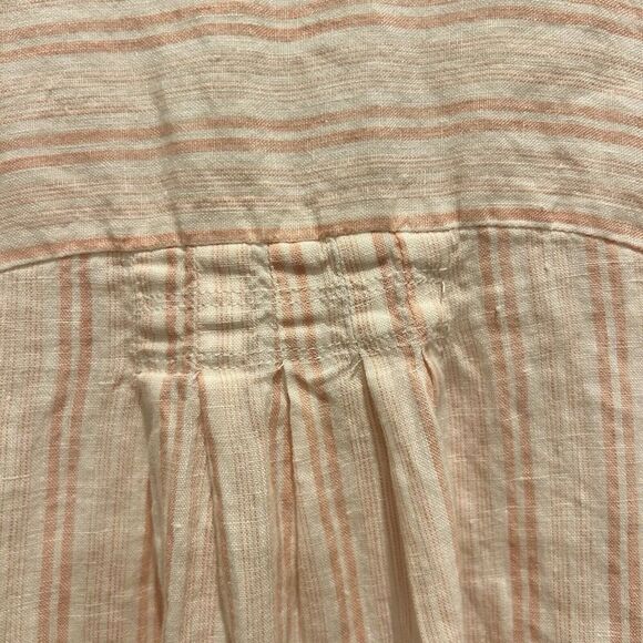 Joie Bekette Linen Blouse Shirt Womens Large Blush Sand‎ Pink Striped - Picture 7 of 8